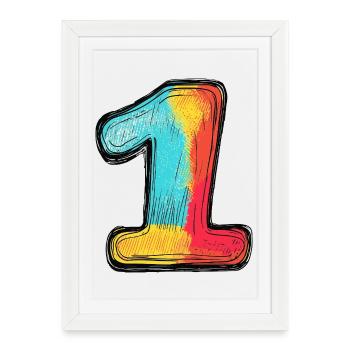 1 Number Multicolored - Framed poster (27 × 37 cm) - white - Front