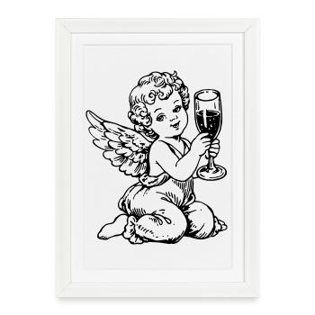 Sekt Engel – Cherub mit Sektglas Vintage - Framed poster (27 × 37 cm) - white - Front