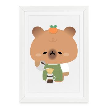 Capybara Barista Brew - Framed poster (27 × 37 cm) - white - Front