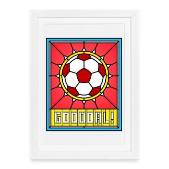 Stained Glass Soccer Goal - Framed poster (27 × 37 cm) - white - Front