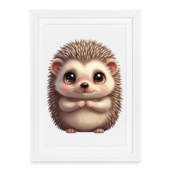 Dessin animé du hérisson câlin - Affiche encadrée (27 × 37 cm) - blanc - Devant