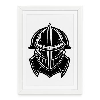 Casque de chevalier - Affiche encadrée (27 × 37 cm) - blanc - Devant