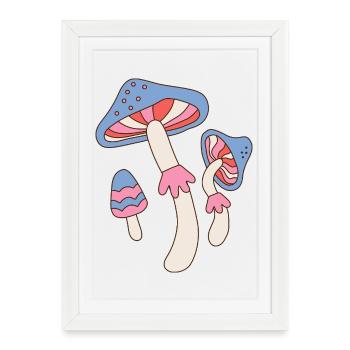 Design vintage de champignons psychédéliques rétro - Affiche encadrée (27 × 37 cm) - blanc - Devant