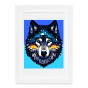 Loup - Affiche encadrée (27 × 37 cm) - blanc - Devant