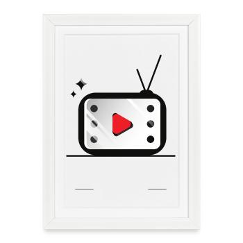 Retro TV Play Button Pattern - Framed poster (27 × 37 cm) - white - Front