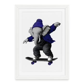 Elephant Skater - Framed poster (27 × 37 cm) - white - Front