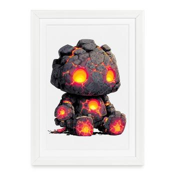 Enfant Héros de Pierre Golem de Lave - Affiche encadrée (27 × 37 cm) - blanc - Devant