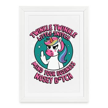 Licorne coquine avec une balance de fouineuse qui dit - Affiche encadrée (27 × 37 cm) - blanc - Devant