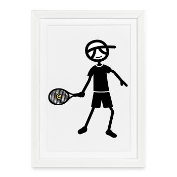 Coup droit de tennis - Affiche encadrée (27 × 37 cm) - blanc - Devant