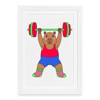 Cute Gym Capybara –Funny Workout Gift - Framed poster (27 × 37 cm) - white - Front