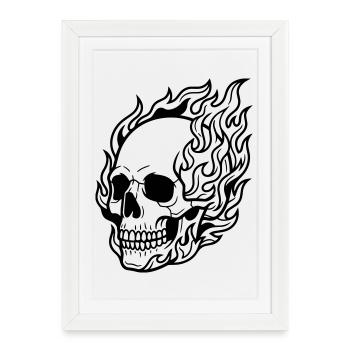 Flamme du crâne - Affiche encadrée (27 × 37 cm) - blanc - Devant