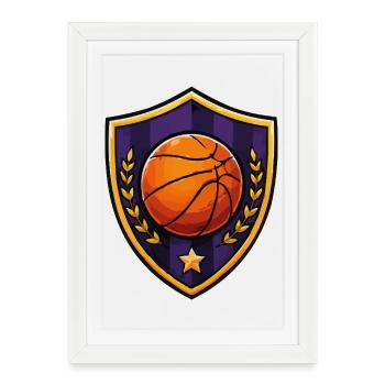 Basketball Shield Laurel - Framed poster (27 × 37 cm) - white - Front