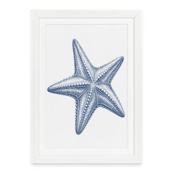 Décoration nautique vintage de l’océan Océan Étoile de mer - Affiche encadrée (27 × 37 cm) - blanc - Devant