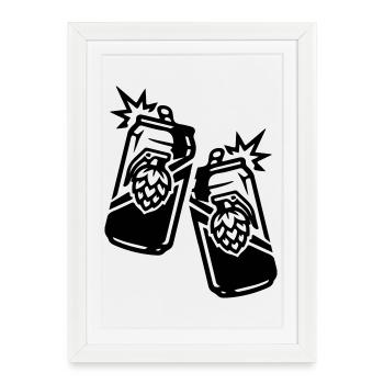 Beer Can Hops Can Beer - Affiche encadrée (27 × 37 cm) - blanc - Devant