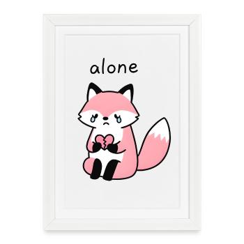 Lone Fox with a broken heart - Framed poster (27 × 37 cm) - white - Front