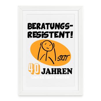 Comic Geburtstag 40 Jahre Happy Birthday - Gerahmtes Poster (27 × 37 cm) - Weiß - Vorne