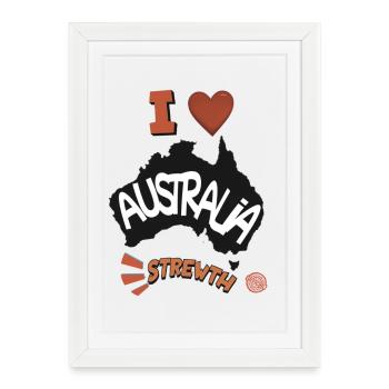 I Love Australia Strewth - Framed poster (27 × 37 cm) - white - Front
