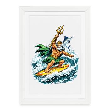 Neptune Surfs - Affiche encadrée (27 × 37 cm) - blanc - Devant
