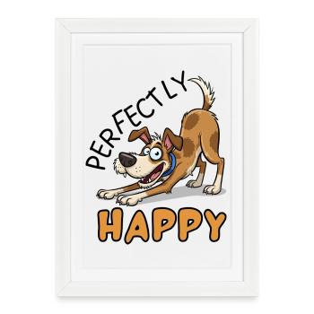 Jack Russell perfectly Happy Dog Design - Framed poster (27 × 37 cm) - white - Front