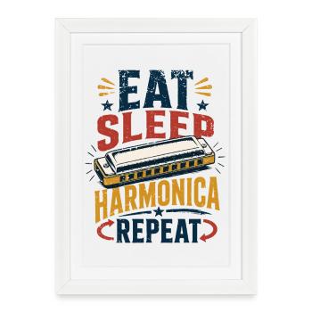 Instrument Harmonica Repeat-Music Harmonica - Framed poster (27 × 37 cm) - white - Front