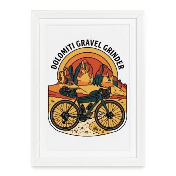 Dolomiti Gravel Grinder Vélo rétro - Affiche encadrée (27 × 37 cm) - blanc - Devant
