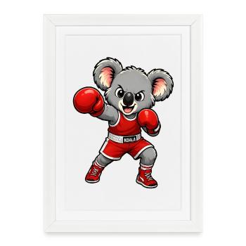 Boxe koala mignonne - Affiche encadrée (27 × 37 cm) - blanc - Devant