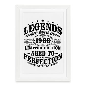 Cadeau d’anniversaire vintage vintage rétro 1966 - Affiche encadrée (27 × 37 cm) - blanc - Devant
