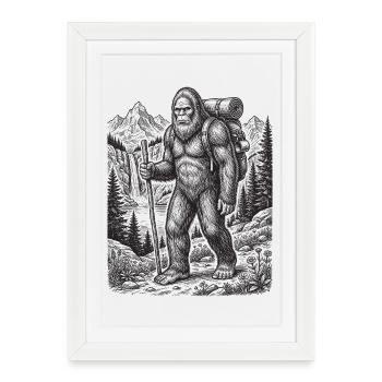 Randonnée - Aventure en plein air - Big Foot - Affiche encadrée (27 × 37 cm) - blanc - Devant