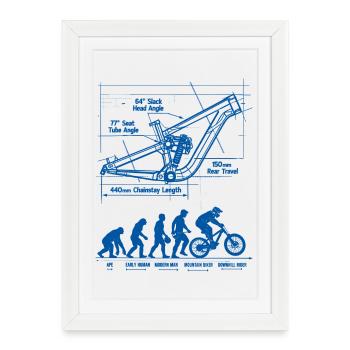 Plan de la MTB Evolution : châssis à suspension intégrale - Affiche encadrée (27 × 37 cm) - blanc - Devant