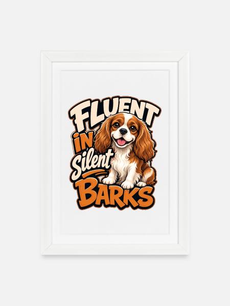 Kavallerier King Charles Spaniel - Gerahmtes Poster (27 × 37 cm) - Weiß