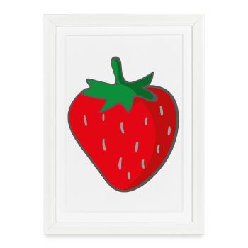 Fraise - Affiche encadrée (27 × 37 cm) - blanc - Devant