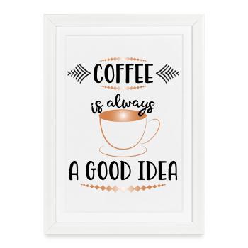 Tasse à café en cuivre Art déco - Affiche encadrée (27 × 37 cm) - blanc - Devant