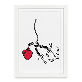 faith, love, hope heart - Framed poster (27 × 37 cm) - white - Front