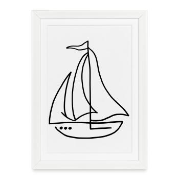 Voilier voilier - Affiche encadrée (27 × 37 cm) - blanc - Devant