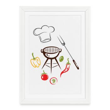 Grillmeister Grillen Grill Bonnet de cuisine - Affiche encadrée (27 × 37 cm) - blanc - Devant