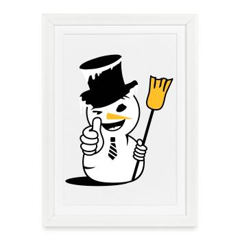Cool snowman with thumbs up - Framed poster (27 × 37 cm) - white - Front
