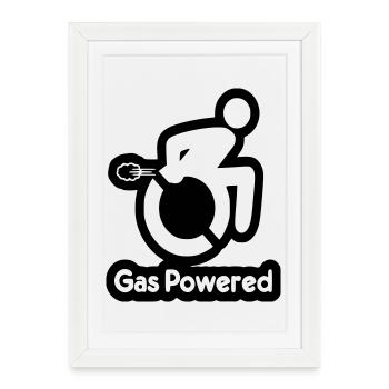 Utilisateur de fauteuil roulant à gaz. Humour # - Affiche encadrée (27 × 37 cm) - blanc - Devant