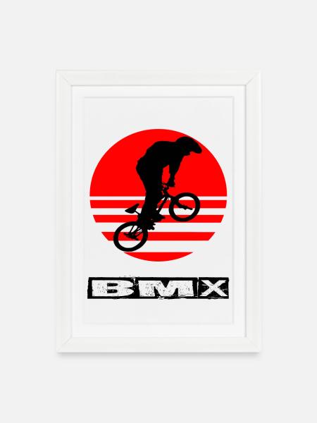 BMX - Gerahmtes Poster (27 × 37 cm) - Weiß