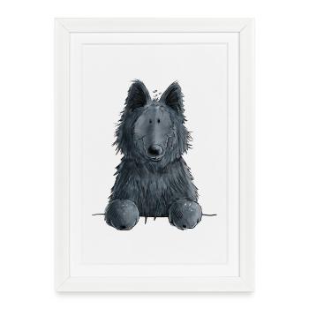 Happy Groenendael I chien tête I BD - Affiche encadrée (27 × 37 cm) - blanc - Devant