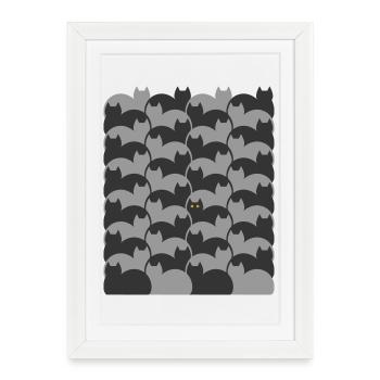 Texture Escher Style Cats - Affiche encadrée (27 × 37 cm) - blanc - Devant