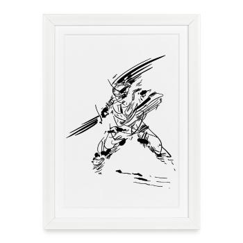 Sketch Warrior - Affiche encadrée (27 × 37 cm) - blanc - Devant