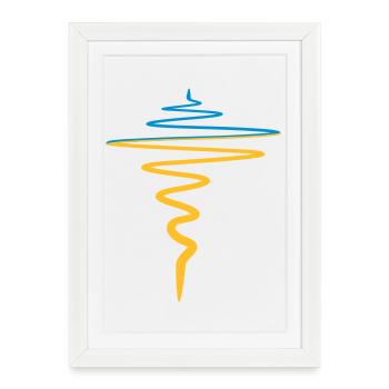Ukraine Flag Heartbeat Pulse - Affiche encadrée (27 × 37 cm) - blanc - Devant