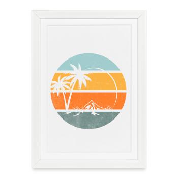 été plage mer océan - Affiche encadrée (27 × 37 cm) - blanc - Devant