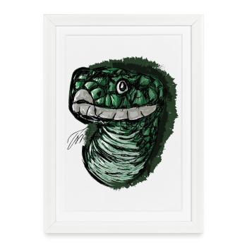 le serpent vert agile, les cadeaux d’animaux - Affiche encadrée (27 × 37 cm) - blanc - Devant