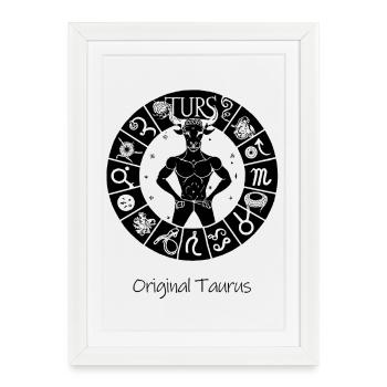 Zodiac sign Taurus 001 black - Framed poster (27 × 37 cm) - white - Front