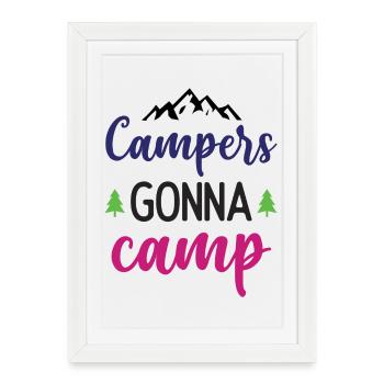 Campeurs qui vont au camp - Affiche encadrée (27 × 37 cm) - blanc - Devant