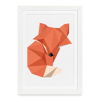 Origami Renard - Affiche encadrée (27 × 37 cm) - blanc - Devant