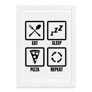 Horaire des amateurs de pizza - Affiche encadrée (27 × 37 cm) - blanc - Devant