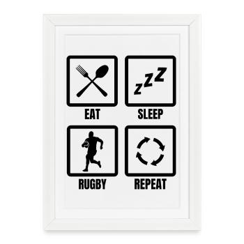 Horaire quotidien du rugby - Affiche encadrée (27 × 37 cm) - blanc - Devant