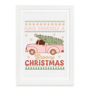 Pull de Noël moche - Affiche encadrée (27 × 37 cm) - blanc - Devant